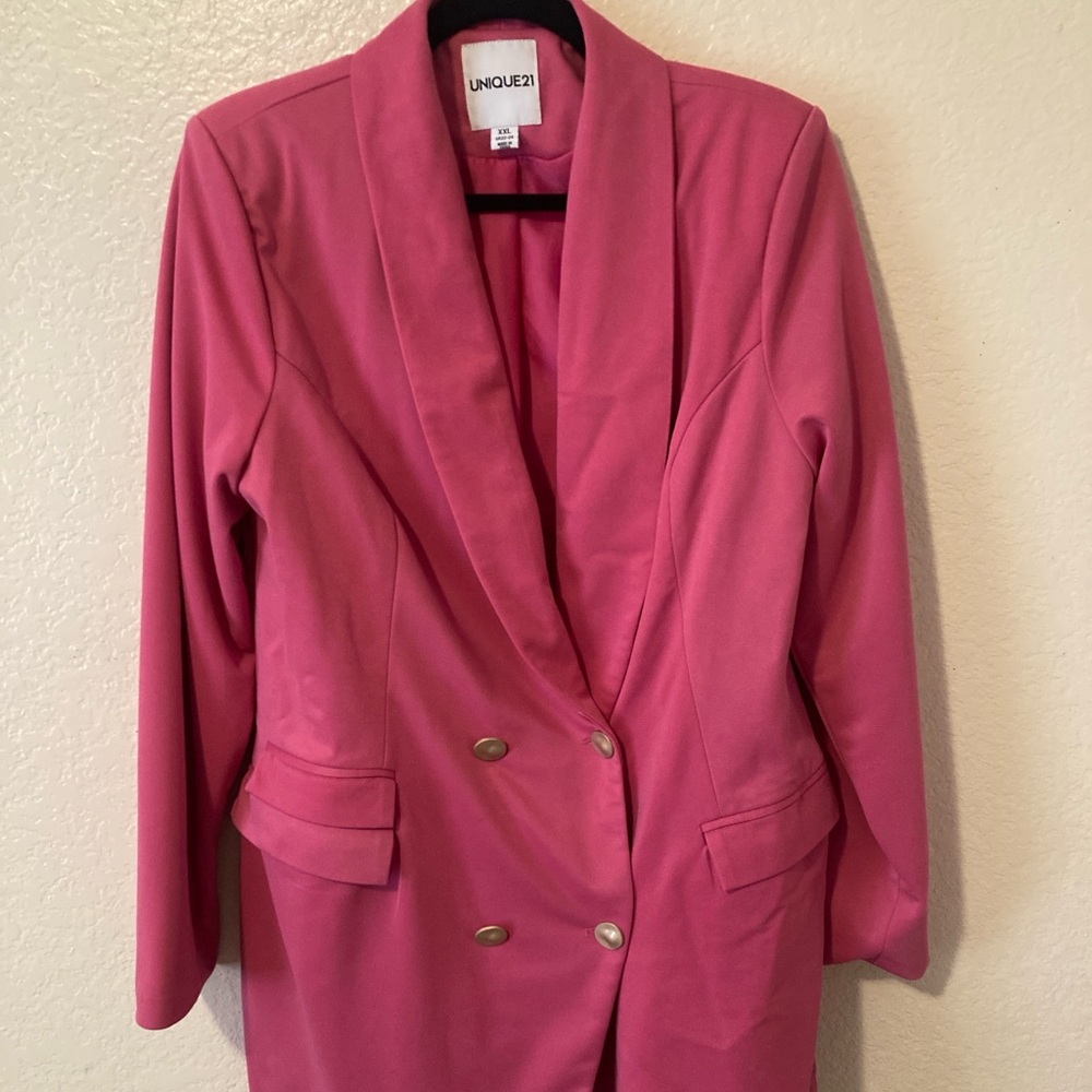 Unique 21 Fuchsia Double-Breasted Blazer